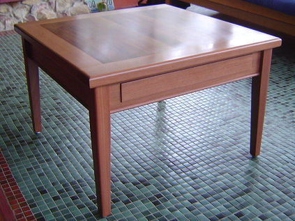 Brush Box and Sheoak Coffee Table with TV Remote Control Drawer